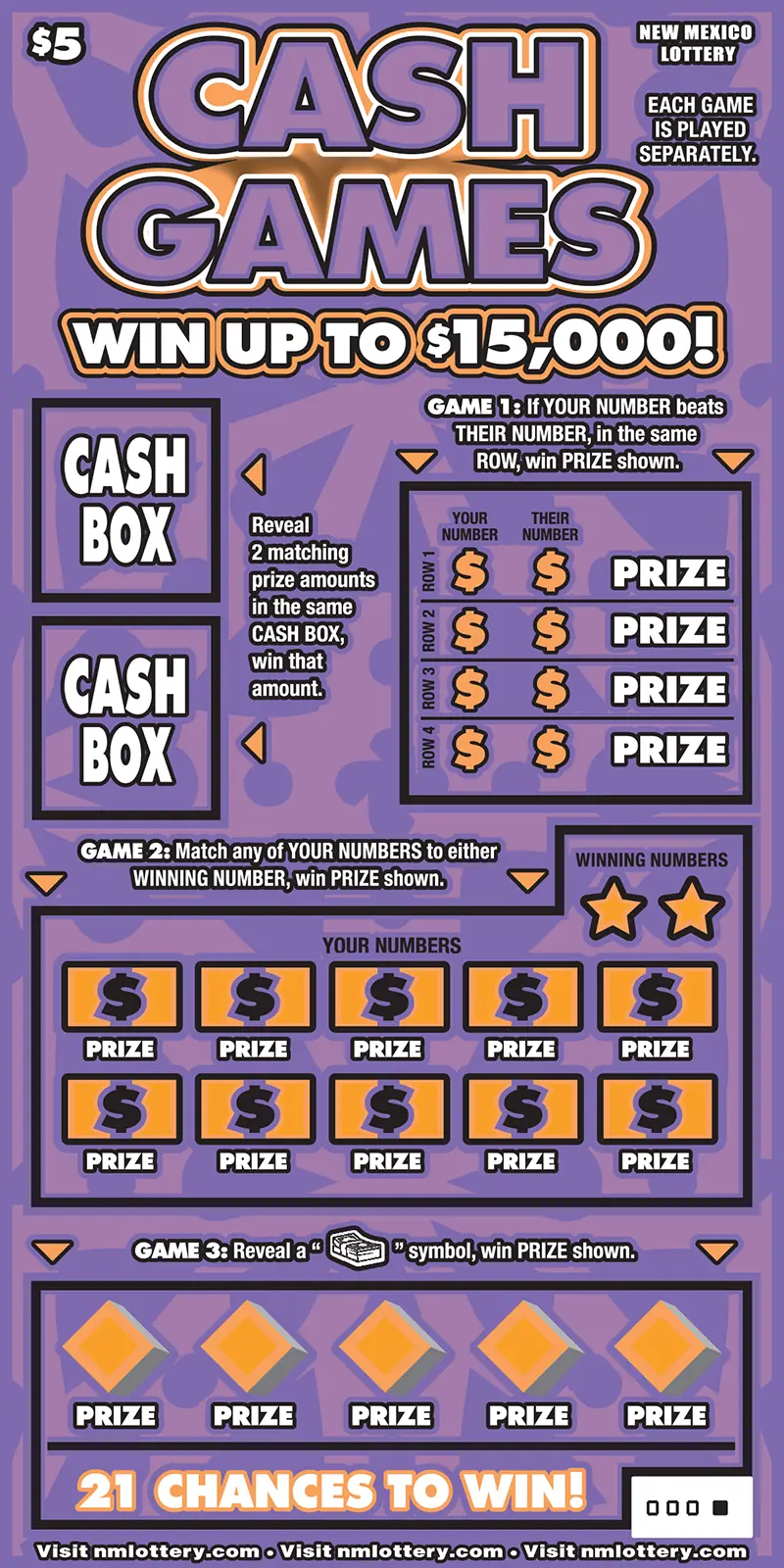Cash Games New Mexico scratcher ticket