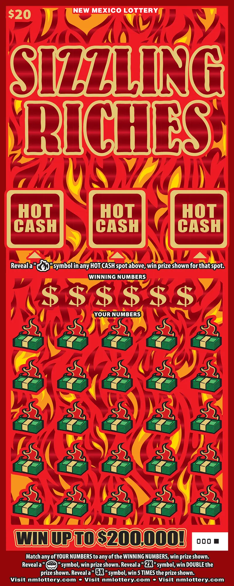 Sizzling Riches New Mexico scratcher ticket