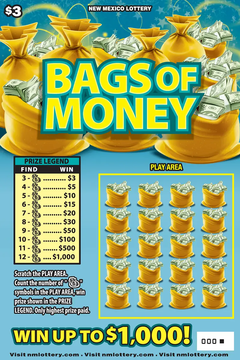 Bags of Money New Mexico scratcher ticket