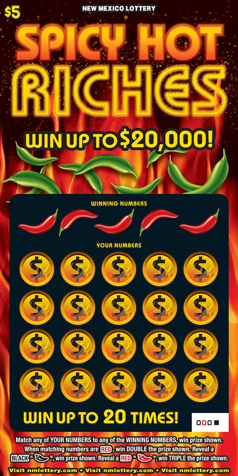 Spicy Hot Riches New Mexico scratcher ticket