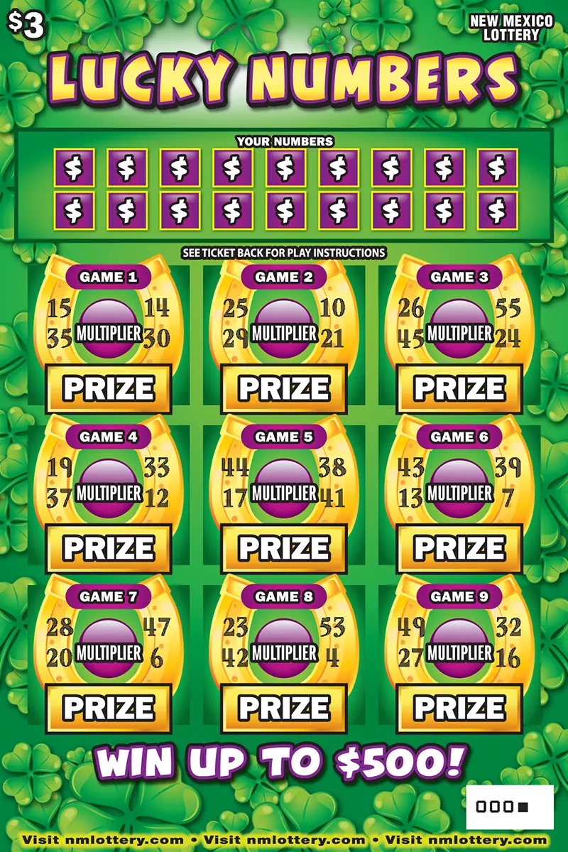 Lucky Numbers New Mexico scratcher ticket