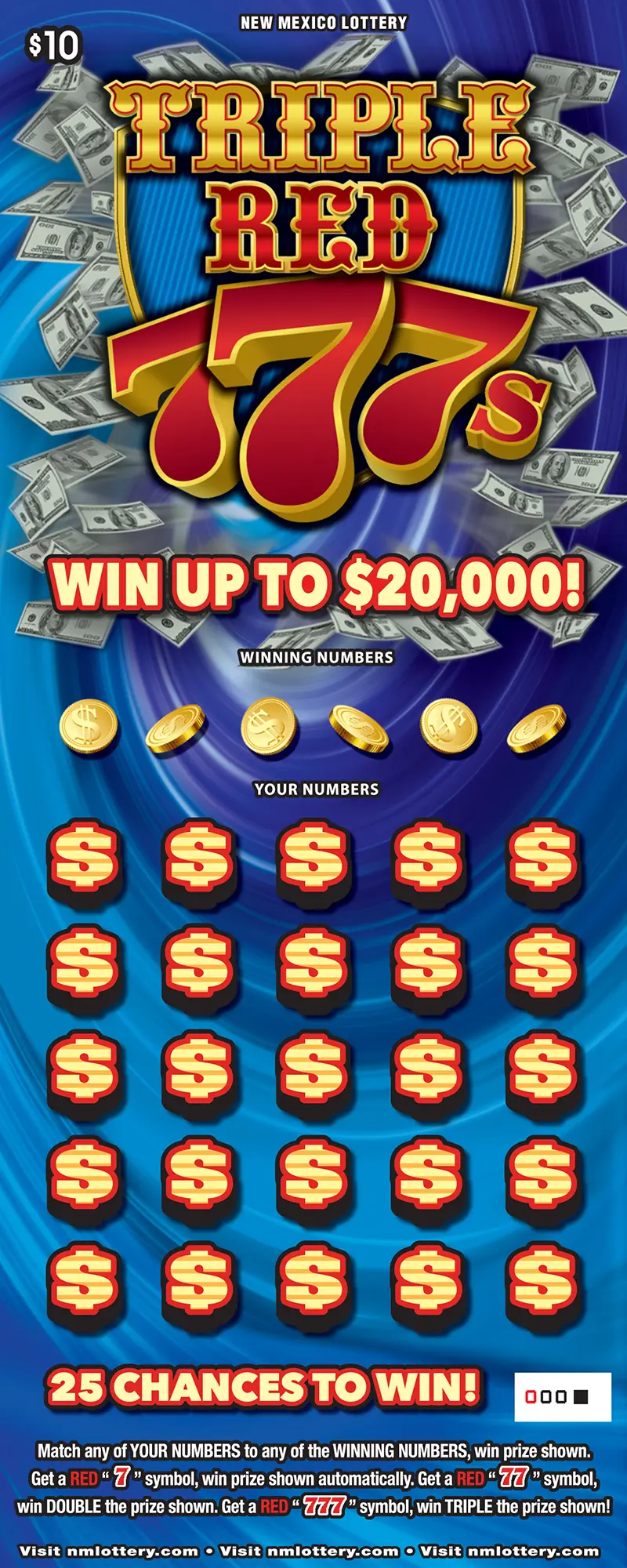 Triple Red 777s New Mexico scratcher ticket