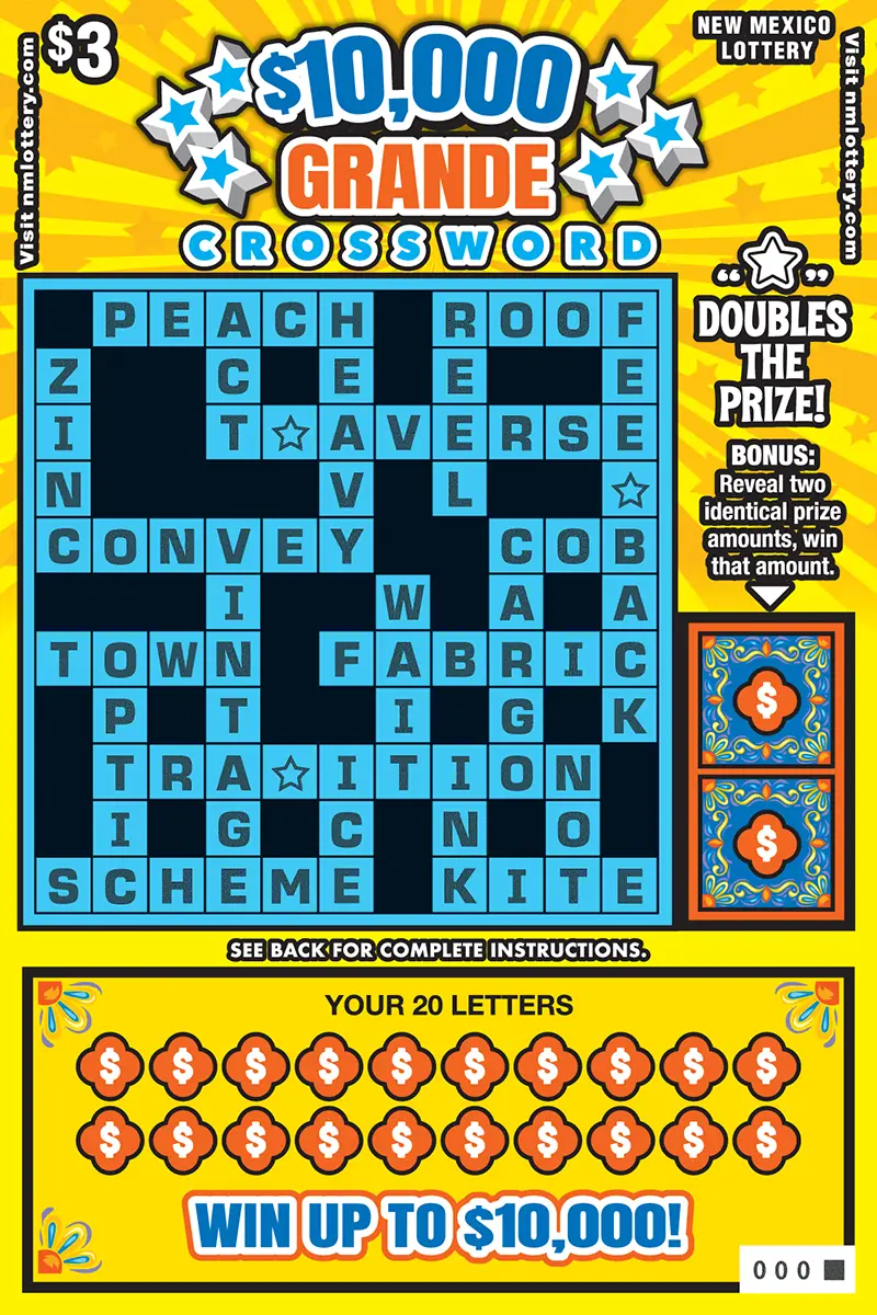 $10,000 Grande Crossword New Mexico scratcher ticket