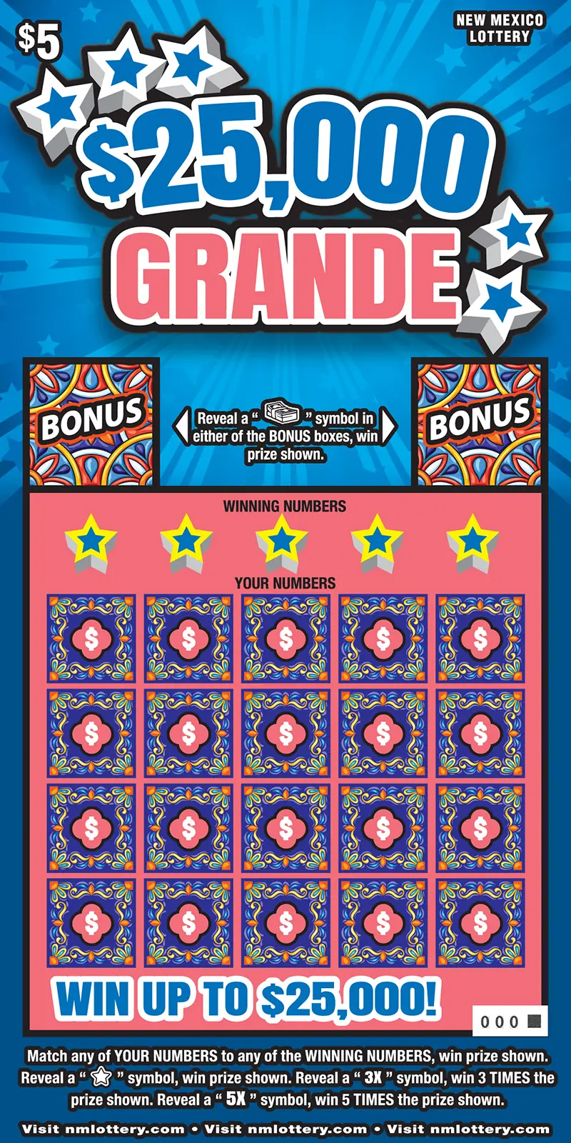 $25,000 Grande New Mexico scratcher ticket