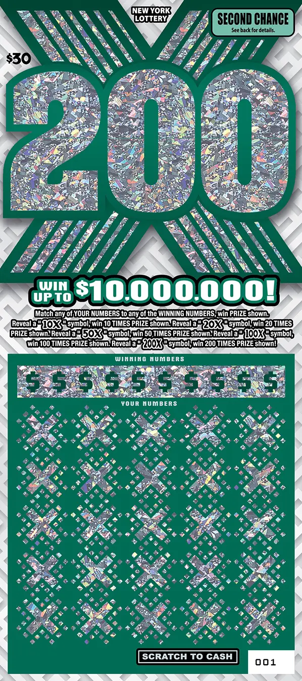 X SERIES: 200X New York scratch-off ticket
