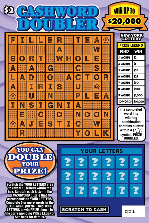 CASHWORD DOUBLER New York scratch-off ticket