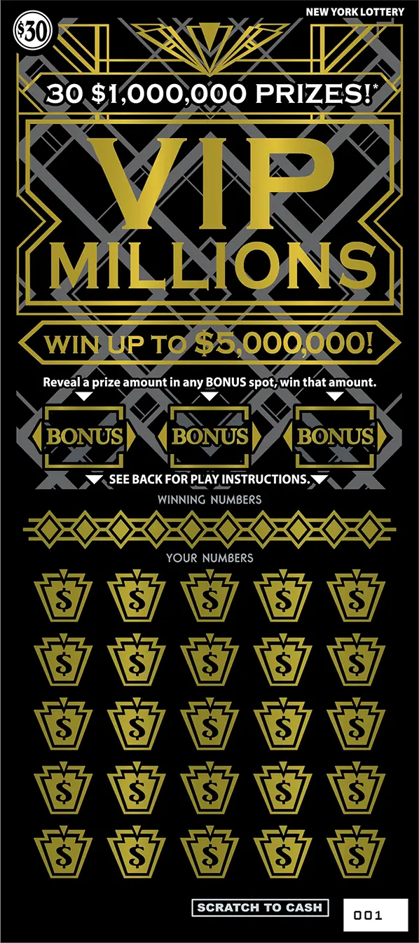 VIP MILLIONS New York scratch-off ticket