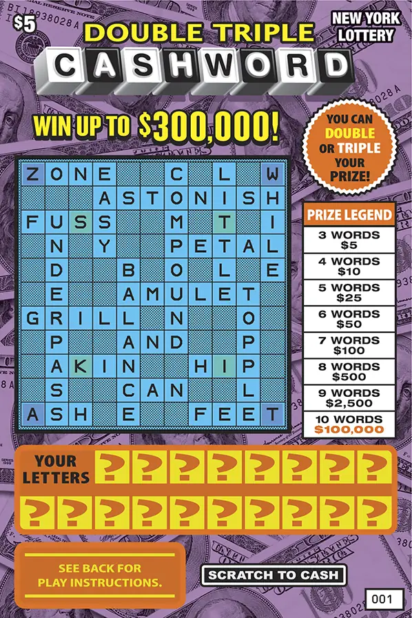 DOUBLE TRIPLE CASHWORD New York scratch-off ticket