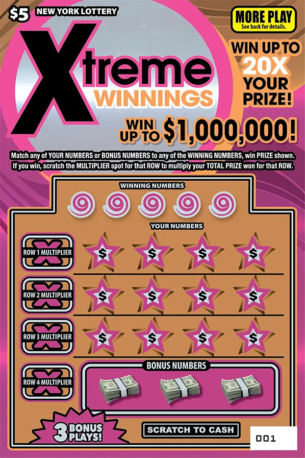 XTREME WINNINGS New York scratch-off ticket