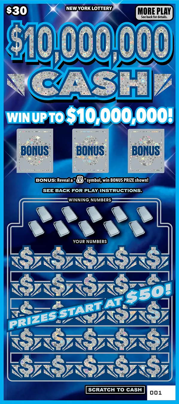 $10,000,000 CASH New York scratch-off ticket