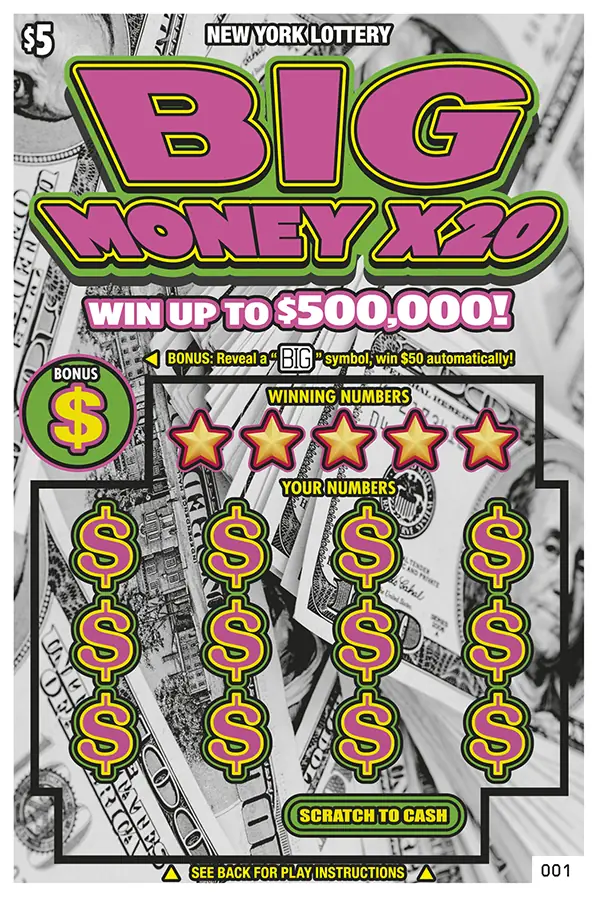 BIG MONEY X20 New York scratch-off ticket