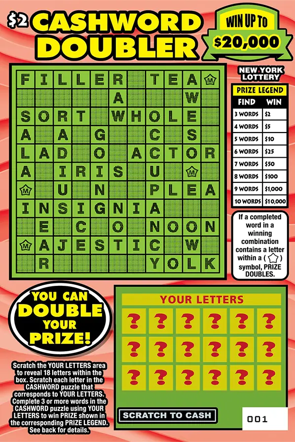 CASHWORD DOUBLER New York scratch-off ticket