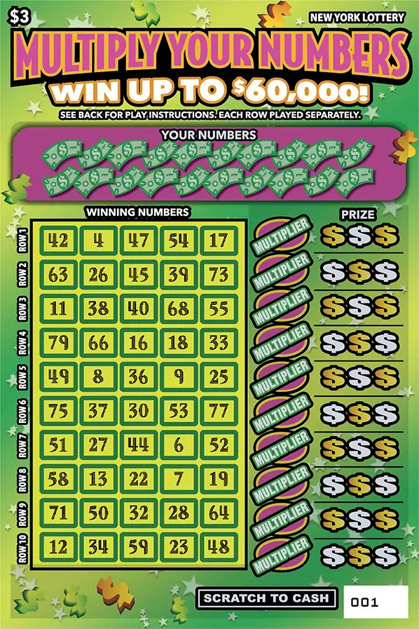 MULTIPLY YOUR NUMBERS New York scratch-off ticket