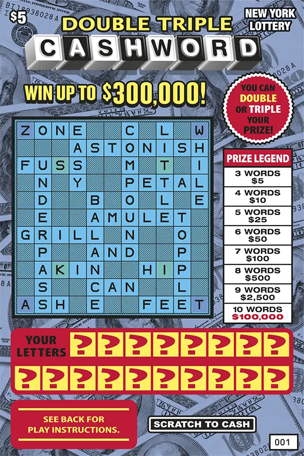 DOUBLE TRIPLE CASHWORD New York scratch-off ticket