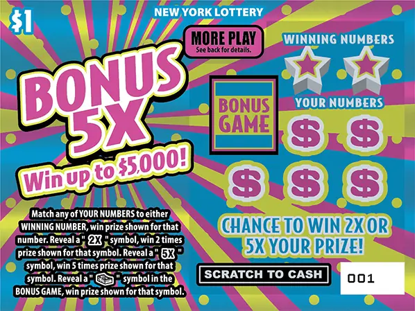 BONUS 5X New York scratch-off ticket