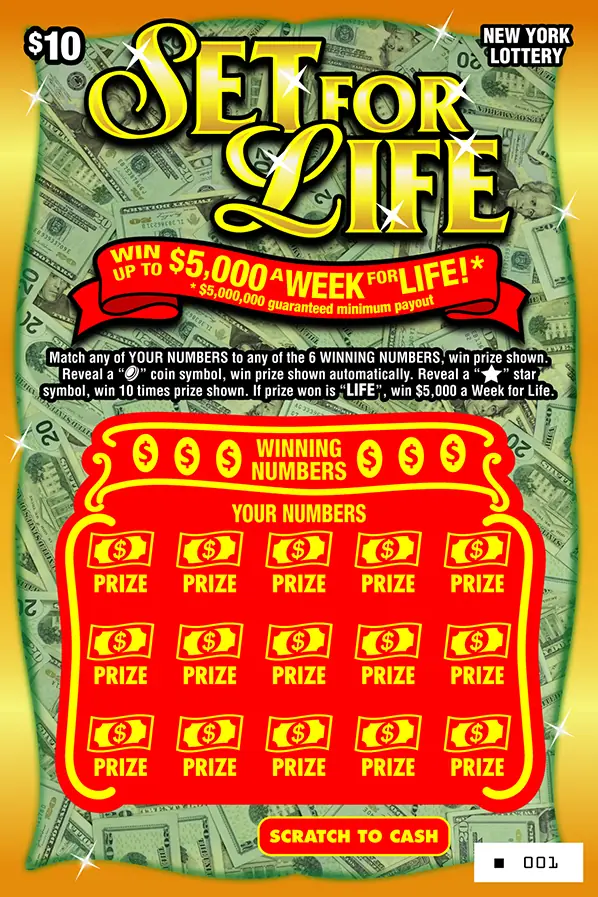 SET FOR LIFE New York scratch-off ticket