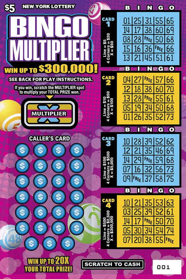 BINGO MULTIPLIER New York scratch-off ticket