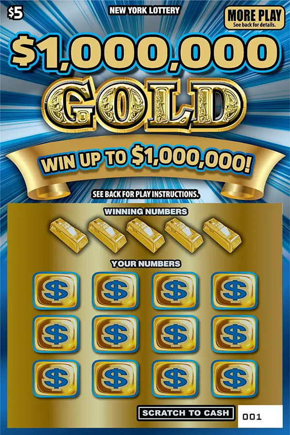 $1,000,000 GOLD New York scratch-off ticket