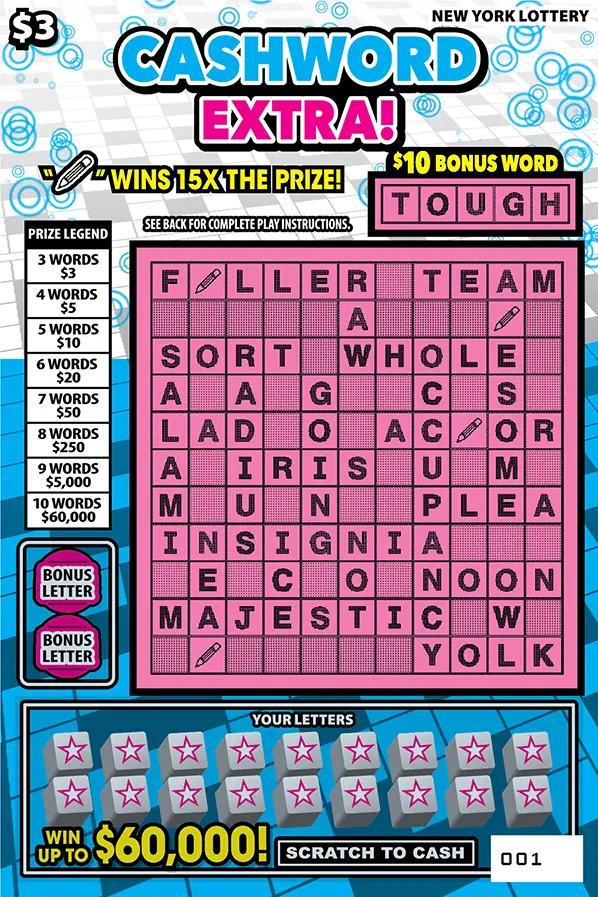 CASHWORD EXTRA! New York scratch-off ticket