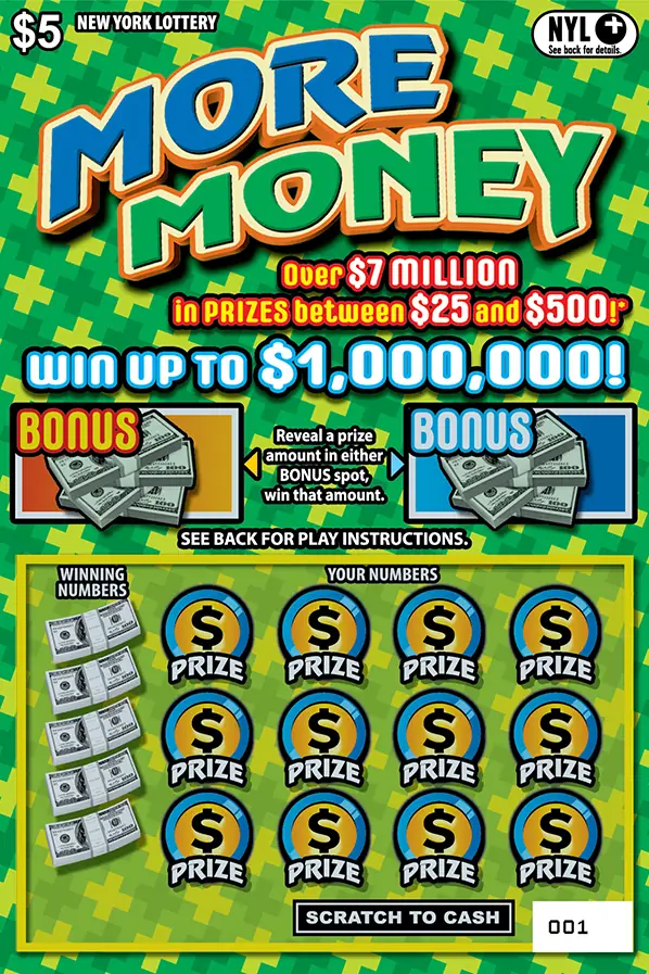 MORE MONEY New York scratch-off ticket