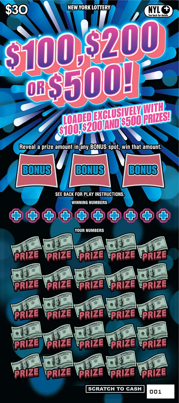 $100, $200 OR $500! New York scratch-off ticket