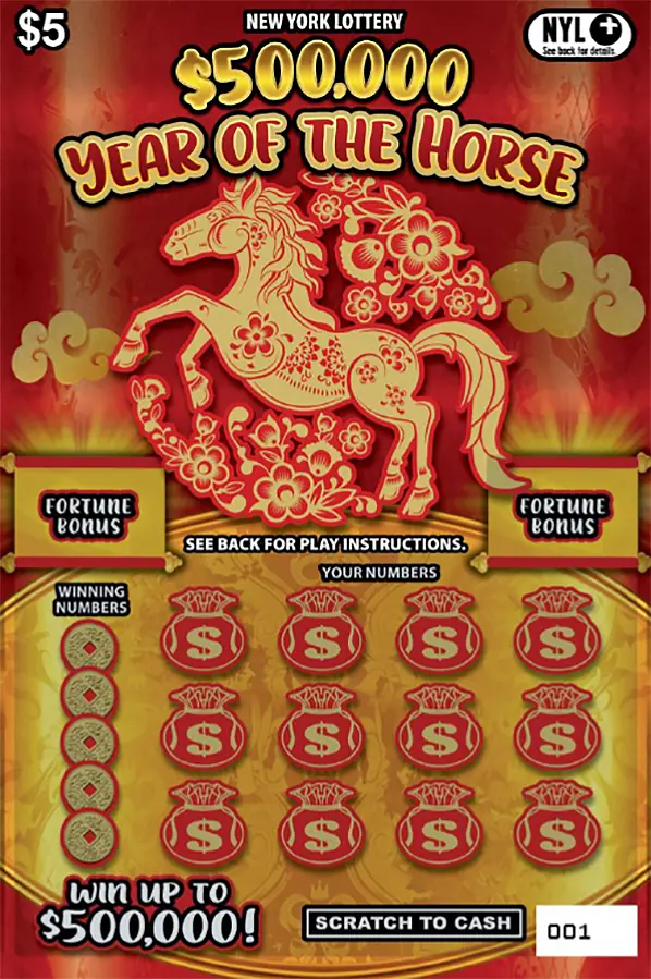 $500,000 YEAR OF THE HORSE New York scratch-off ticket