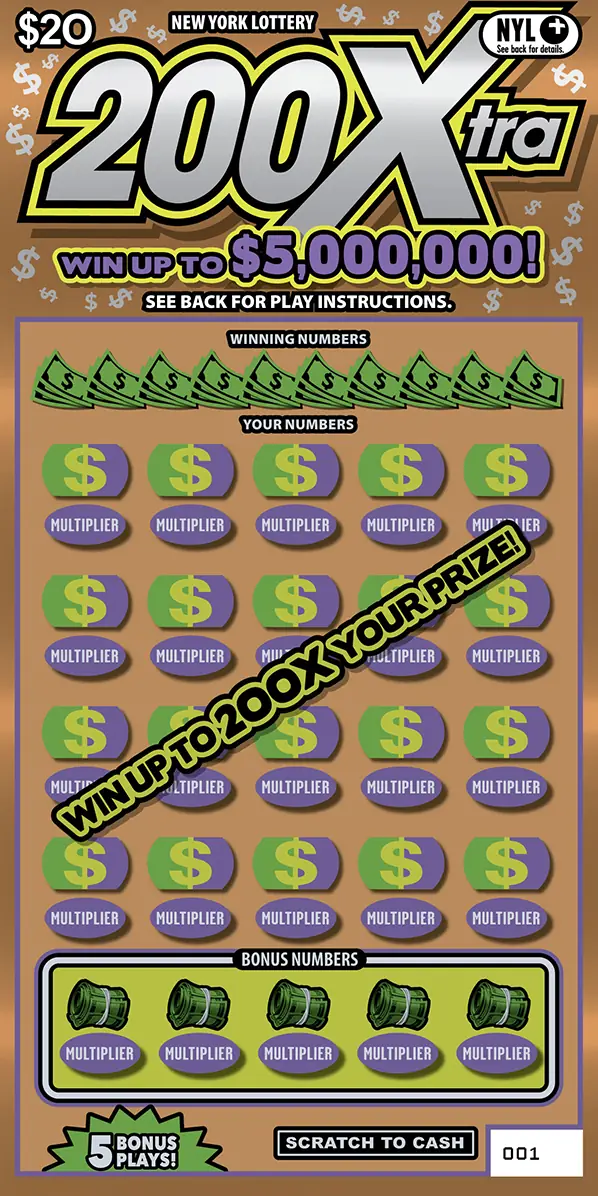 200Xtra New York scratch-off ticket
