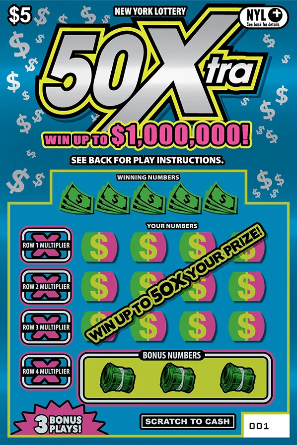 50Xtra New York scratch-off ticket