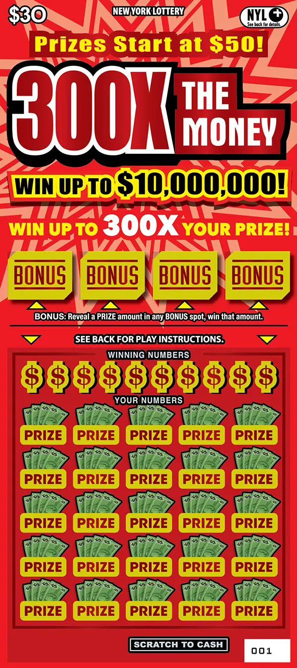 300X THE MONEY New York scratch-off ticket