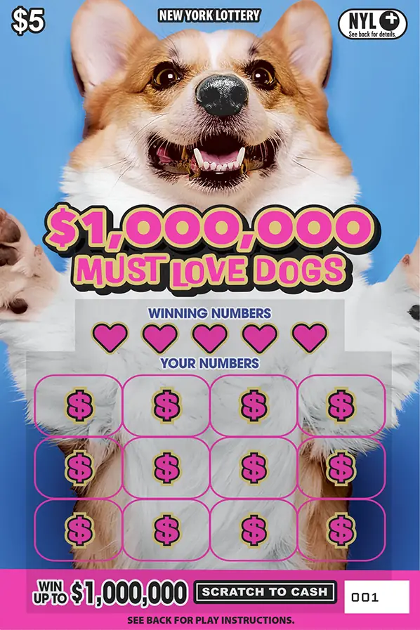 $1,000,000 MUST LOVE DOGS New York scratch-off ticket
