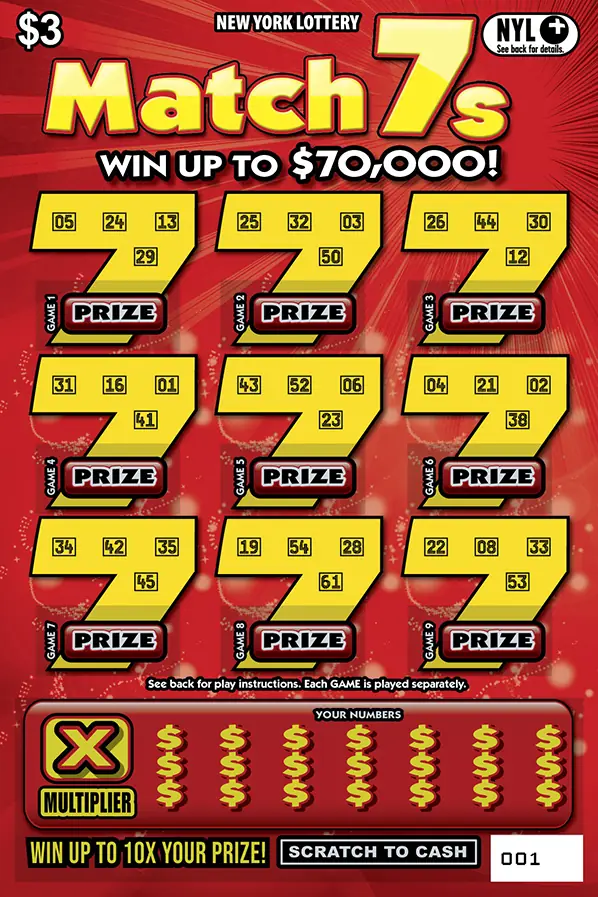 MATCH 7s New York scratch-off ticket