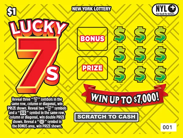 LUCKY 7s New York scratch-off ticket