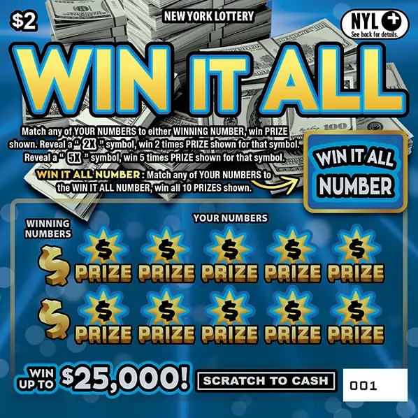 WIN IT ALL New York scratch-off ticket