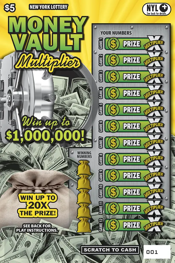 MONEY VAULT MULTIPLIER New York scratch-off ticket