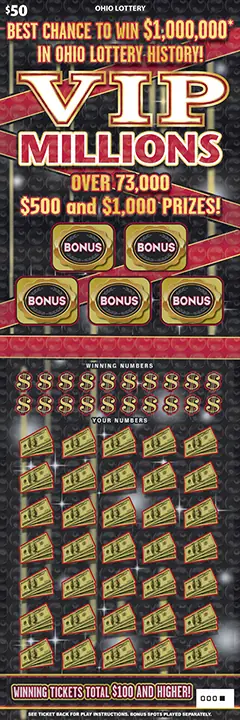 VIP Millions Ohio scratch-off ticket
