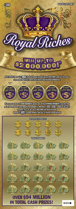 Royal Riches Ohio scratch-off ticket