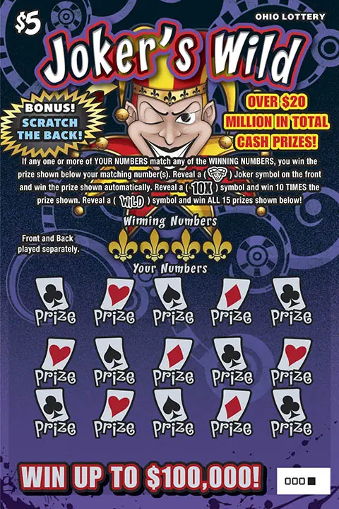 Joker's Wild Ohio scratch-off ticket