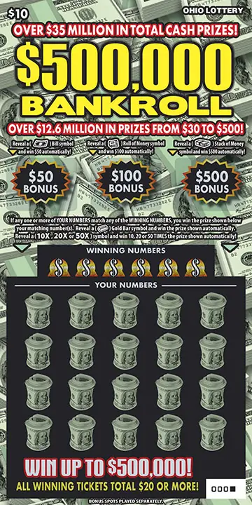 $500,000 Bankroll Ohio scratch-off ticket