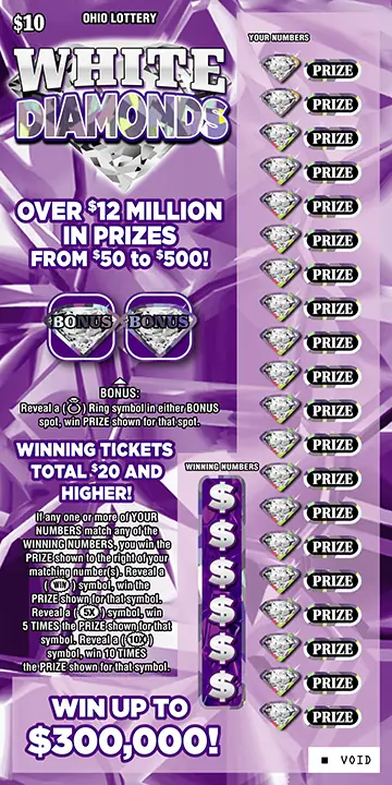 White Diamonds Ohio scratch-off ticket