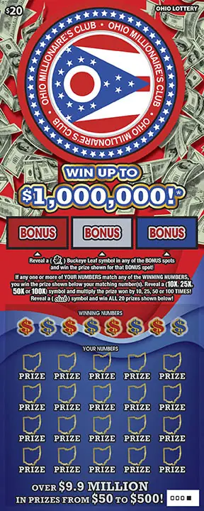 Ohio Millionaire's Club Ohio scratch-off ticket