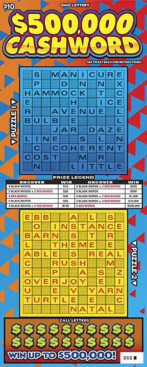 $500,000 Cashword Ohio scratch-off ticket