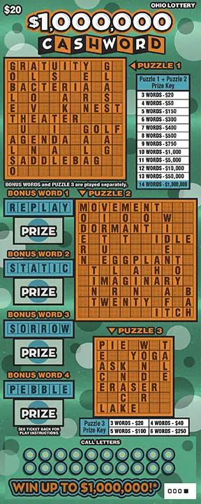 $1,000,000 Cashword Ohio scratch-off ticket