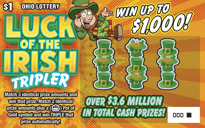 Luck of the Irish Tripler Ohio scratch-off ticket
