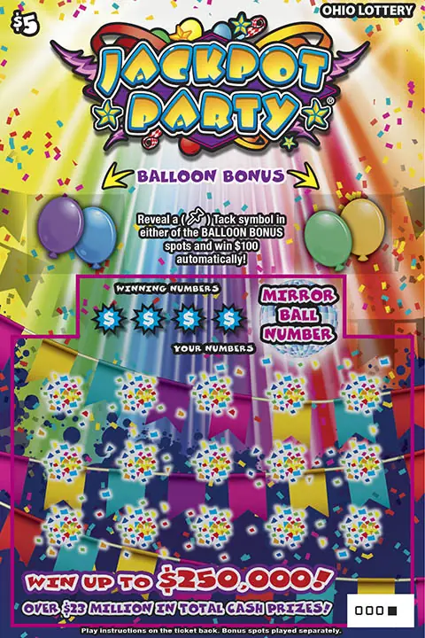 Jackpot Party Ohio scratch-off ticket