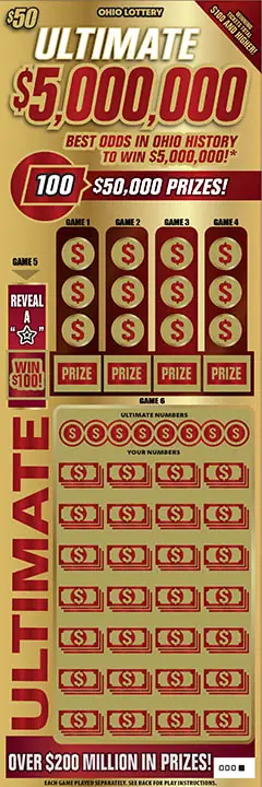 Ultimate $5,000,000 Ohio scratch-off ticket