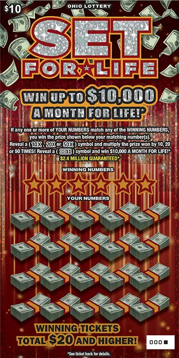 Set For Life Ohio scratch-off ticket