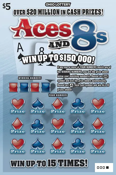 Aces And 8s Ohio scratch-off ticket