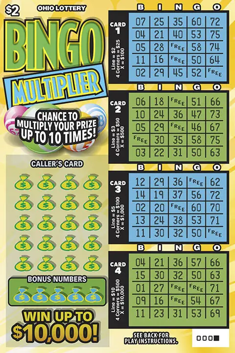 Bingo Multiplier Ohio scratch-off ticket