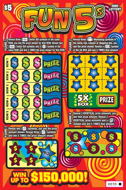 Fun 5s Ohio scratch-off ticket