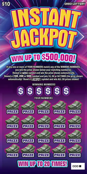 Instant Jackpot Ohio scratch-off ticket